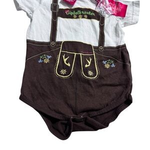 Brown and White Kids lederhosen Bodysuit